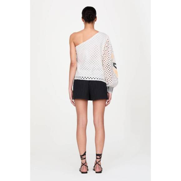 NEW MARIE OLIVER tish one shoulder top in raffia - Picture 3 of 5